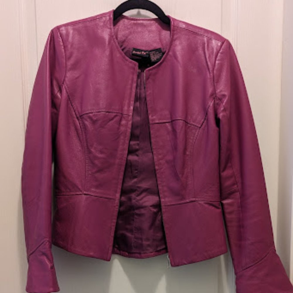 Fuchsia leather jacket - size 6